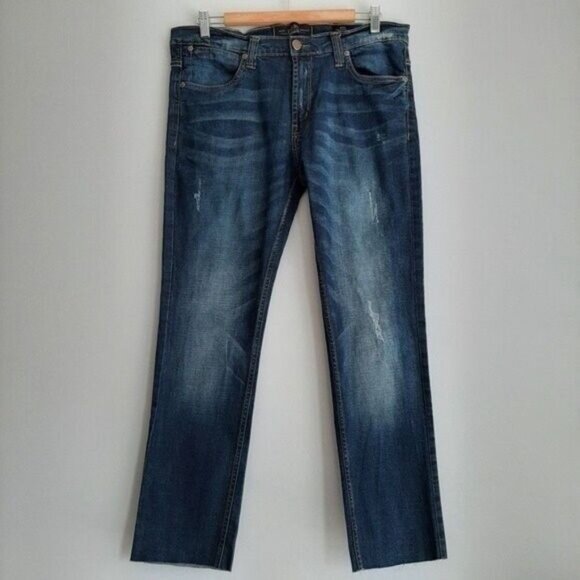 PD&C Stretch Distressed Slim Blue Jeans Men's Sz 33 - Picture 2 of 10